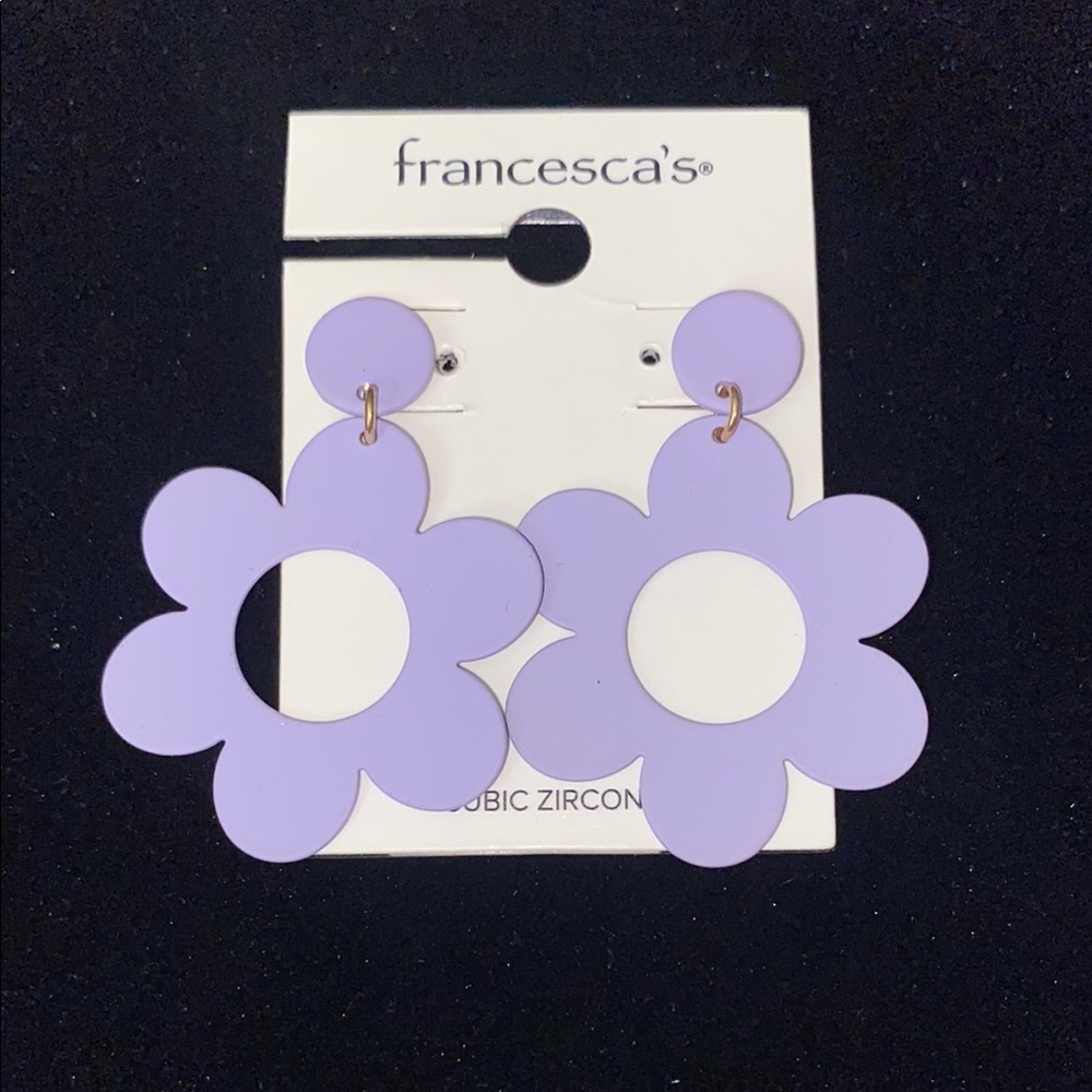 Francesca's Collections Purple Floral Statement Earrings